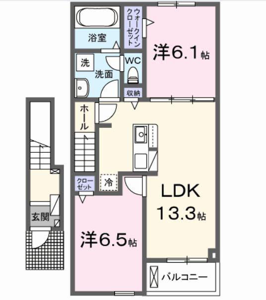 ヒラソール(2LDK/2階)の間取り写真