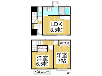 BELLA VISTA B(2LDK/1階)の間取り写真