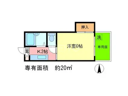 メガロンフィリア(1K/1階)の間取り写真