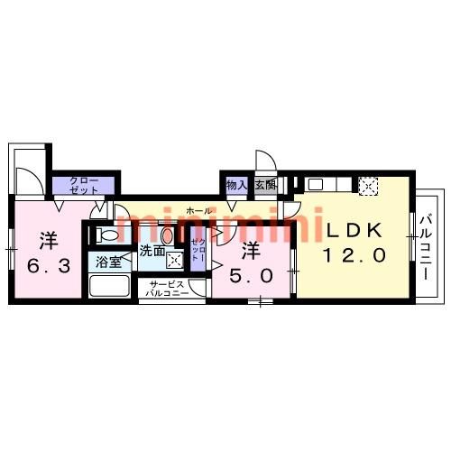 パル茨木(2LDK/3階)の間取り写真