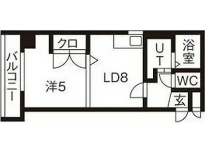 大通ガーデンヒルズ(1DK/3階)の間取り写真