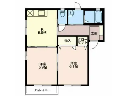 チャーリーズ(2K/2階)の間取り写真