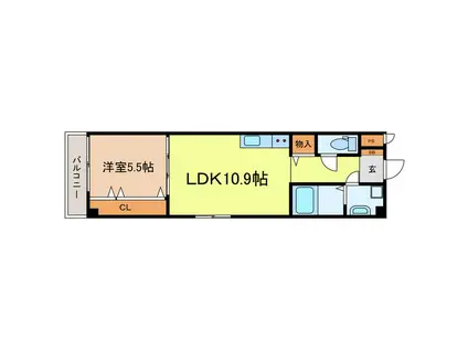 アドマステラス壬生松原(1LDK/2階)の間取り写真