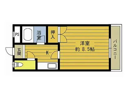 エスペランサ・一木(1K/2階)の間取り写真