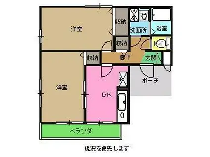 シャルム・クレベール(2DK/1階)の間取り写真