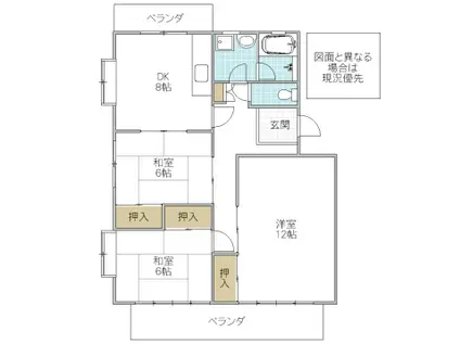 SENBA TERRACE 2(3DK/1階)の間取り写真