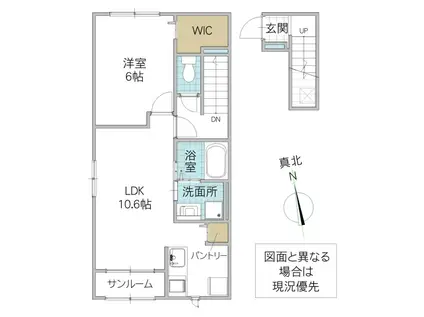 フレッサ II(1LDK/2階)の間取り写真