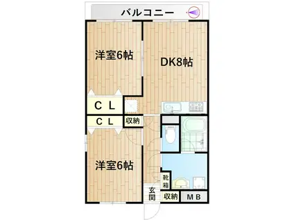 モンテ鹿島(2DK/2階)の間取り写真