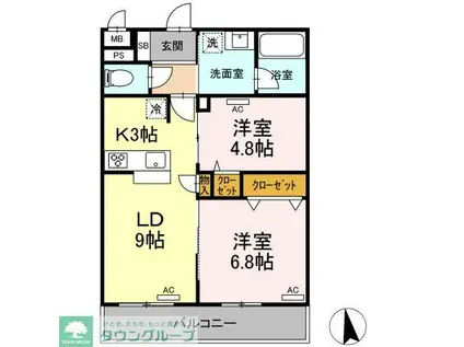 STAR PEAR(2LDK/1階)の間取り写真