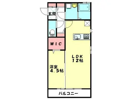 オルテシアII(1LDK/2階)の間取り写真