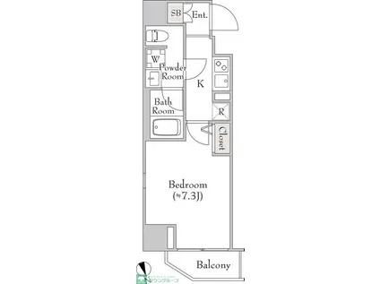 ルミークアン北上野(1K/6階)の間取り写真