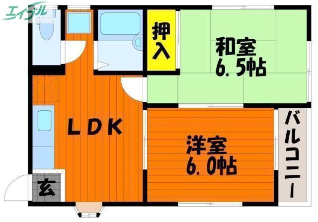 プチハウス(2LDK/1階)の間取り写真
