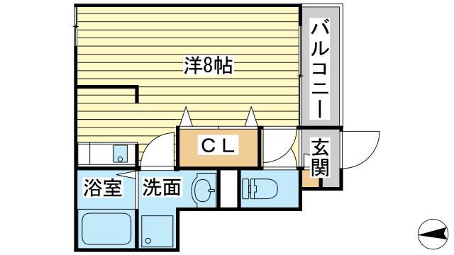 バーン・タイ(1K/1階)の間取り写真