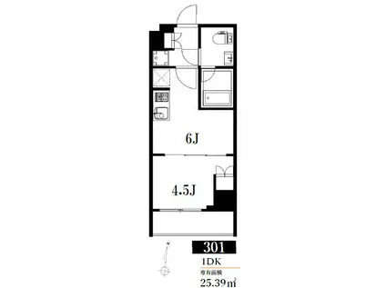 ハーモニーレジデンス095(1DK/3階)の間取り写真