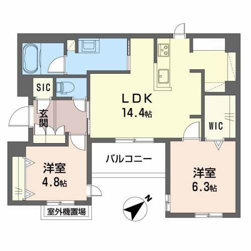 シャーメゾンさくら大久保駅前(2LDK/3階)の間取り写真