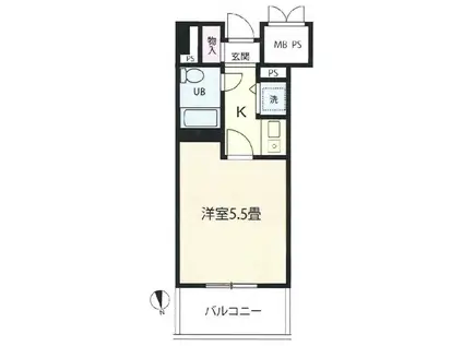 シティハイツ松戸(1K/3階)の間取り写真