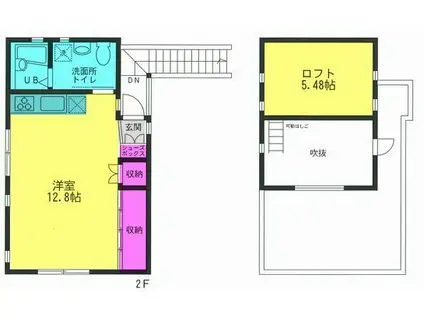 ハレラキモク(ワンルーム/2階)の間取り写真