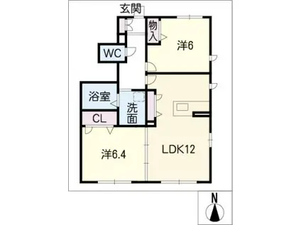シャーメゾン ヴィラージュ(2LDK/1階)の間取り写真