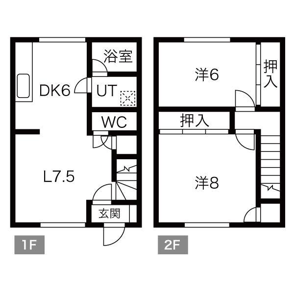 オータムシャトーⅡ(2LDK/1階)の間取り写真