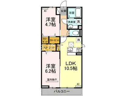 ソレイユファミール ソレイユ(2LDK/1階)の間取り写真