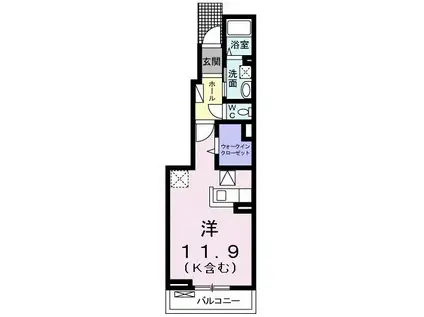 オーベル・シュタイン(ワンルーム/1階)の間取り写真