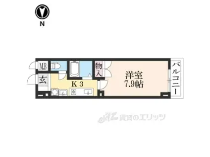 ウエストフィールド(1K/4階)の間取り写真