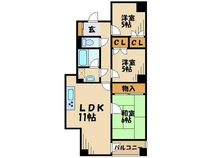 三鷹新川プラザ(3LDK/2階)の間取り写真