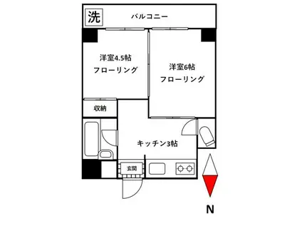シティハイツ石原(2K/2階)の間取り写真