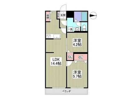 リブレス熊谷中央(2LDK/2階)の間取り写真