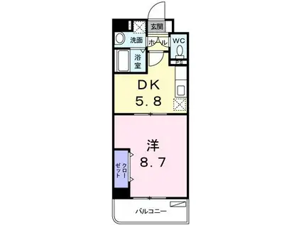 イースト・フィオーレ(1DK/4階)の間取り写真