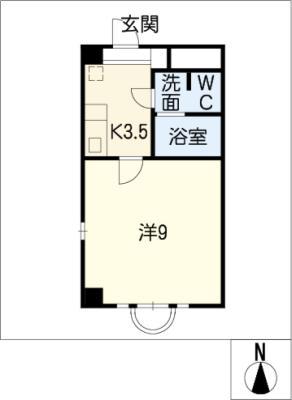 クレール池下(1K/3階)の間取り写真
