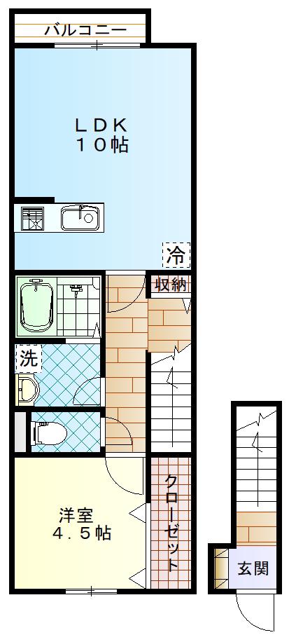 レジデンス小川(1LDK/2階)の間取り写真