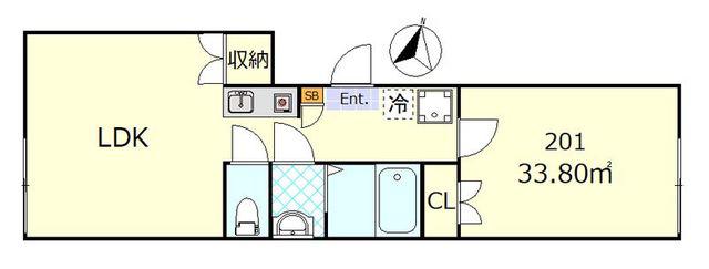 H.A.METEO(1LDK/2階)の間取り写真