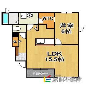メゾンド道(1LDK/1階)の間取り写真