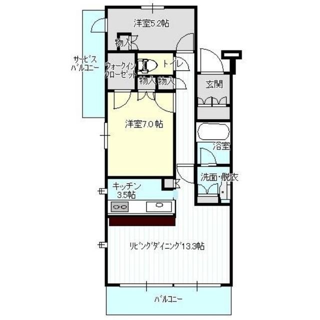 シャリエ安東1丁目(2LDK/2階)の間取り写真
