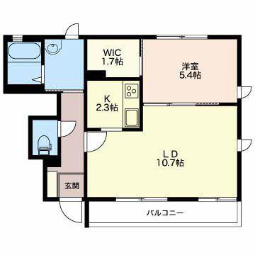 ブランシェ角鹿 B(1LDK/1階)の間取り写真