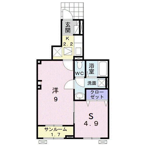 ベル・フローラ(1SK/1階)の間取り写真