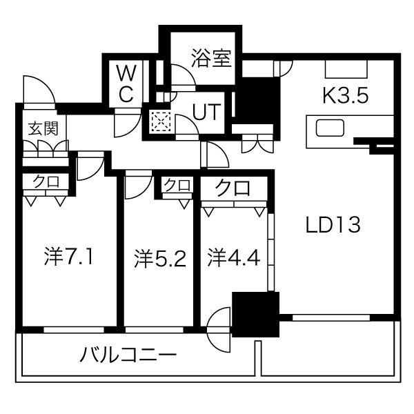 プレミスト札幌ターミナルタワー(3LDK/3階)の間取り写真