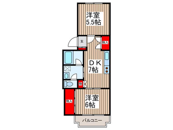 守屋ビル(2DK/2階)の間取り写真