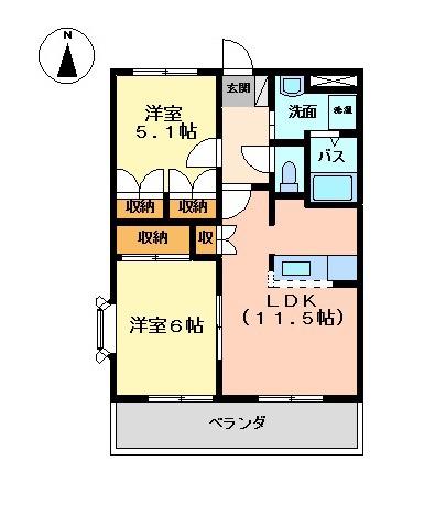 メイプルハウス(2LDK/2階)の間取り写真