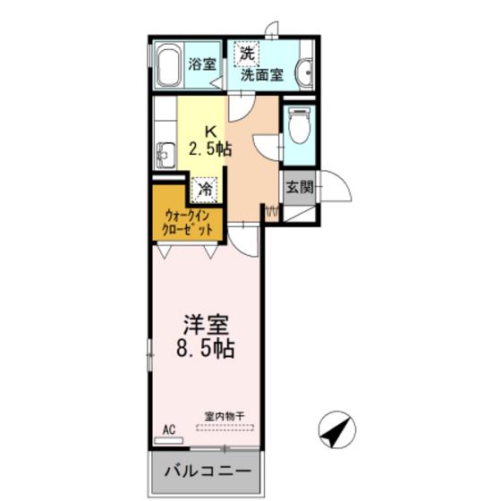 パールメゾン(1K/3階)の間取り写真