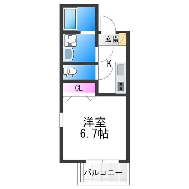 アンビシオン天下茶屋(1K/1階)の間取り写真