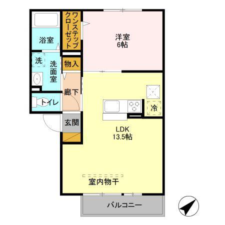 COMFORT(1LDK/1階)の間取り写真