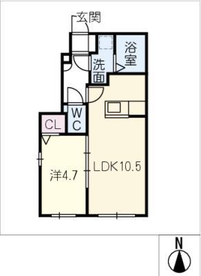 グランドゥール有松(1LDK/1階)の間取り写真