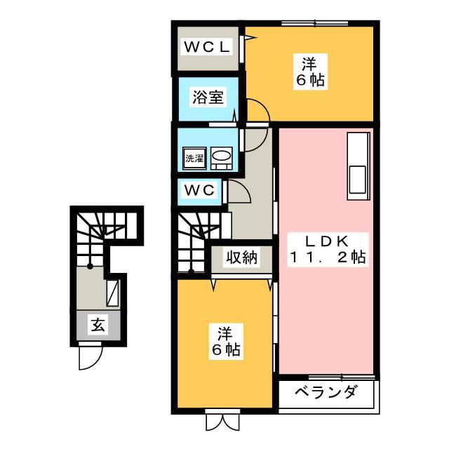 ワームス(2LDK/2階)の間取り写真