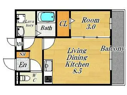 はなみずき(1LDK/1階)の間取り写真