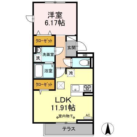 リジエール A(1LDK/1階)の間取り写真