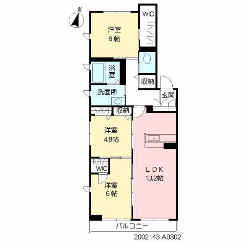 グラン フルール(3LDK/3階)の間取り写真