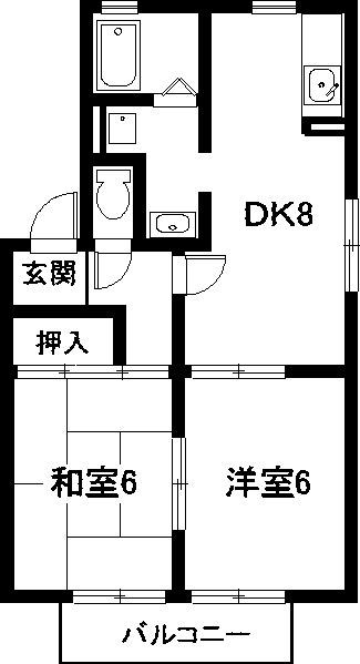 ファミール三嶋(2DK/2階)の間取り写真