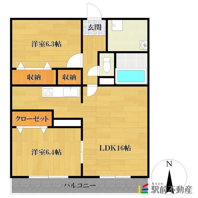 レジデンシャル(2LDK/2階)の間取り写真